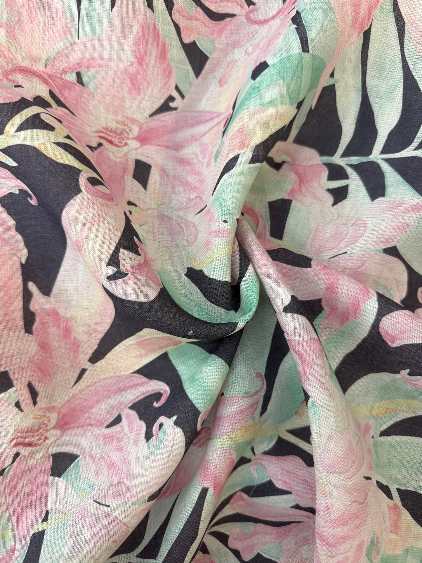 Printed Linen - Contrast Tropical Floral