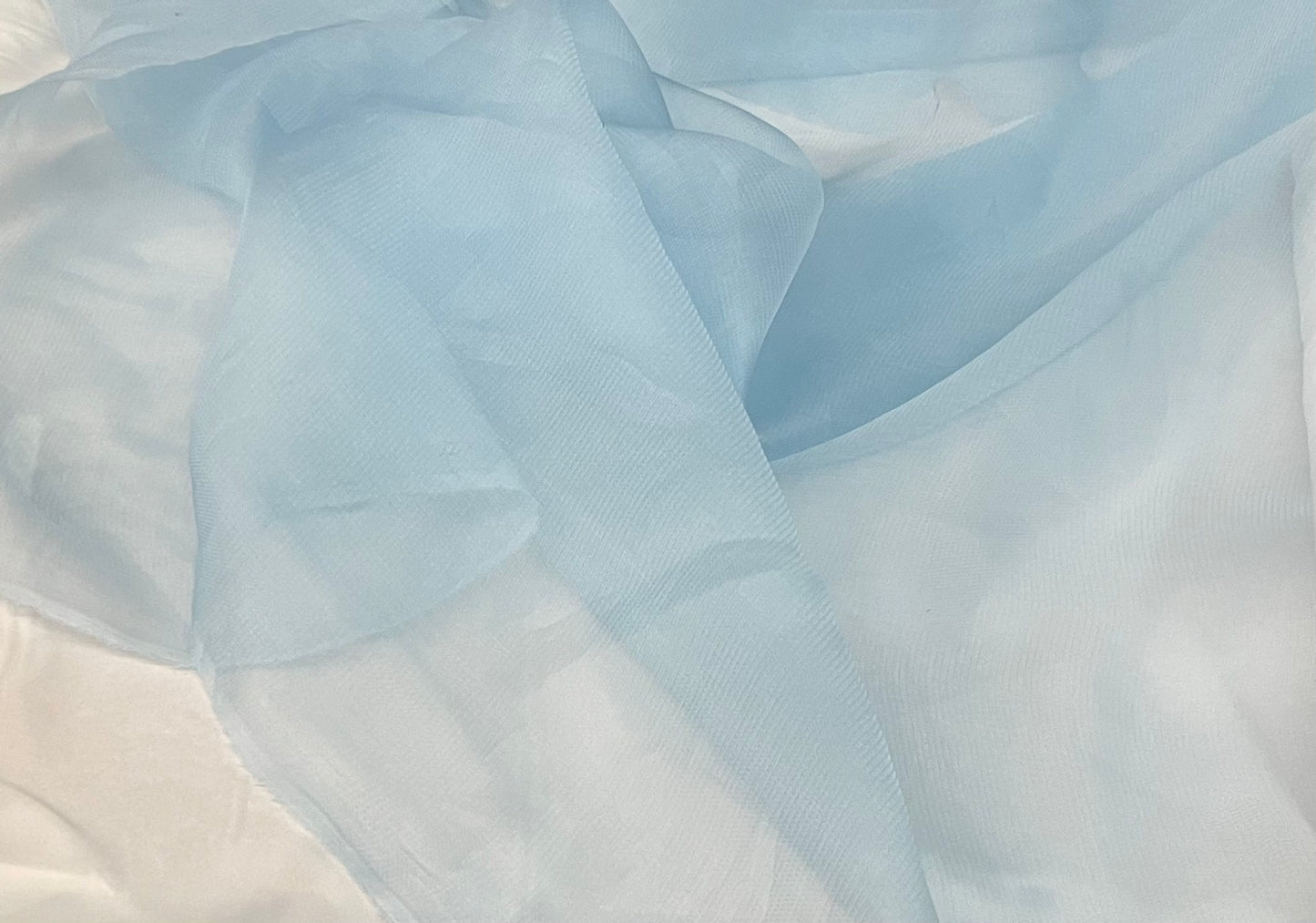 Textured Silk Organza Wide - Pastel Blue