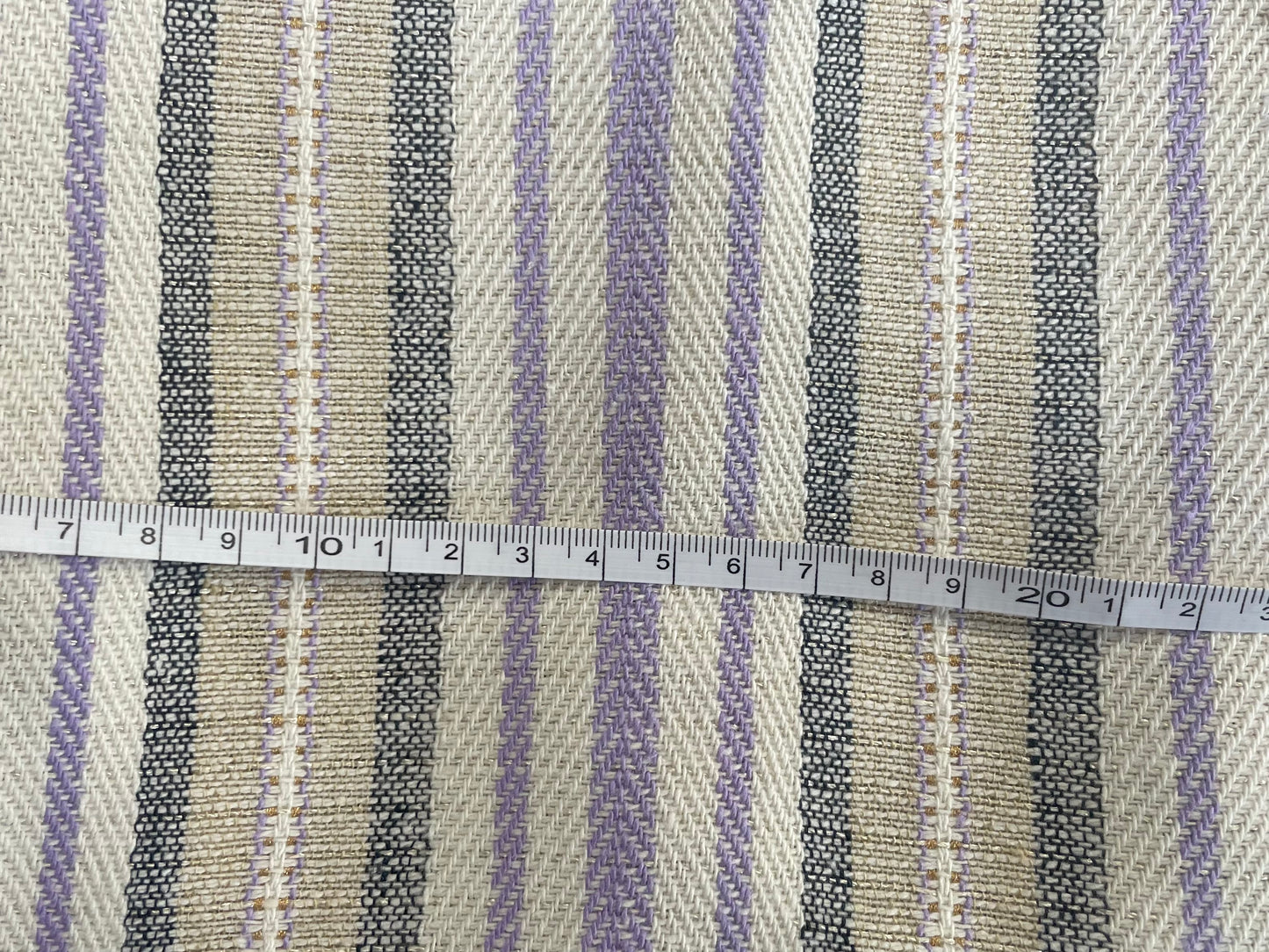 Textured Cotton Stripe - Off-White, Purple, Grey & Gold Lurex