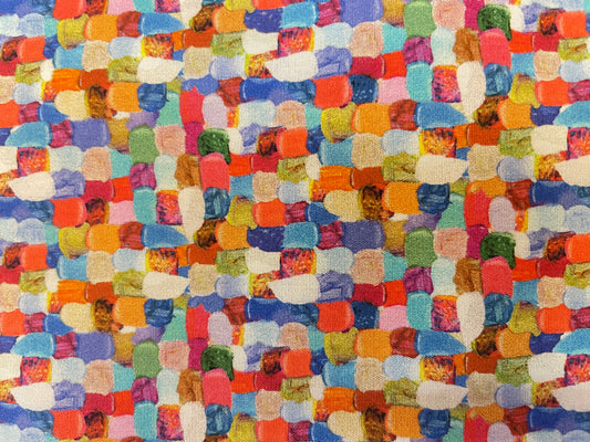 Italian Cotton Shirting - Multicolor Painted Mosaic