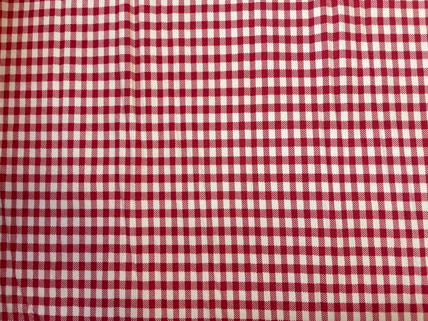 Stretch Twill Rayon Spandex - Gingham Plaid - Red & White