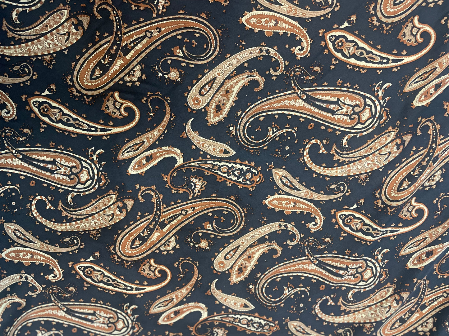 Paisley Silk Crepe De Chine - Navy & Brown