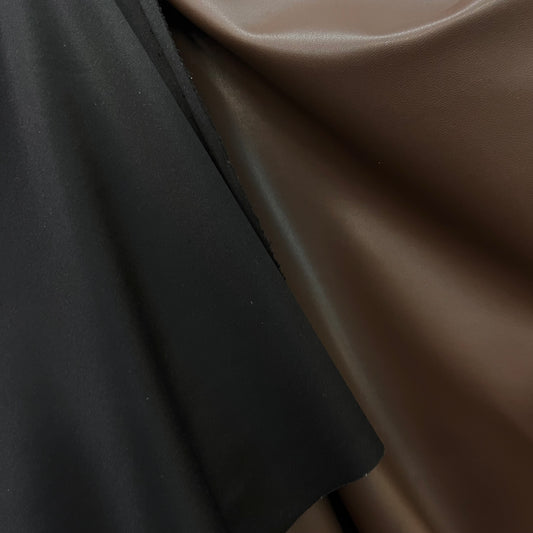 Stretch Jersey Backed Faux Leather - Chocolate Brown & Black