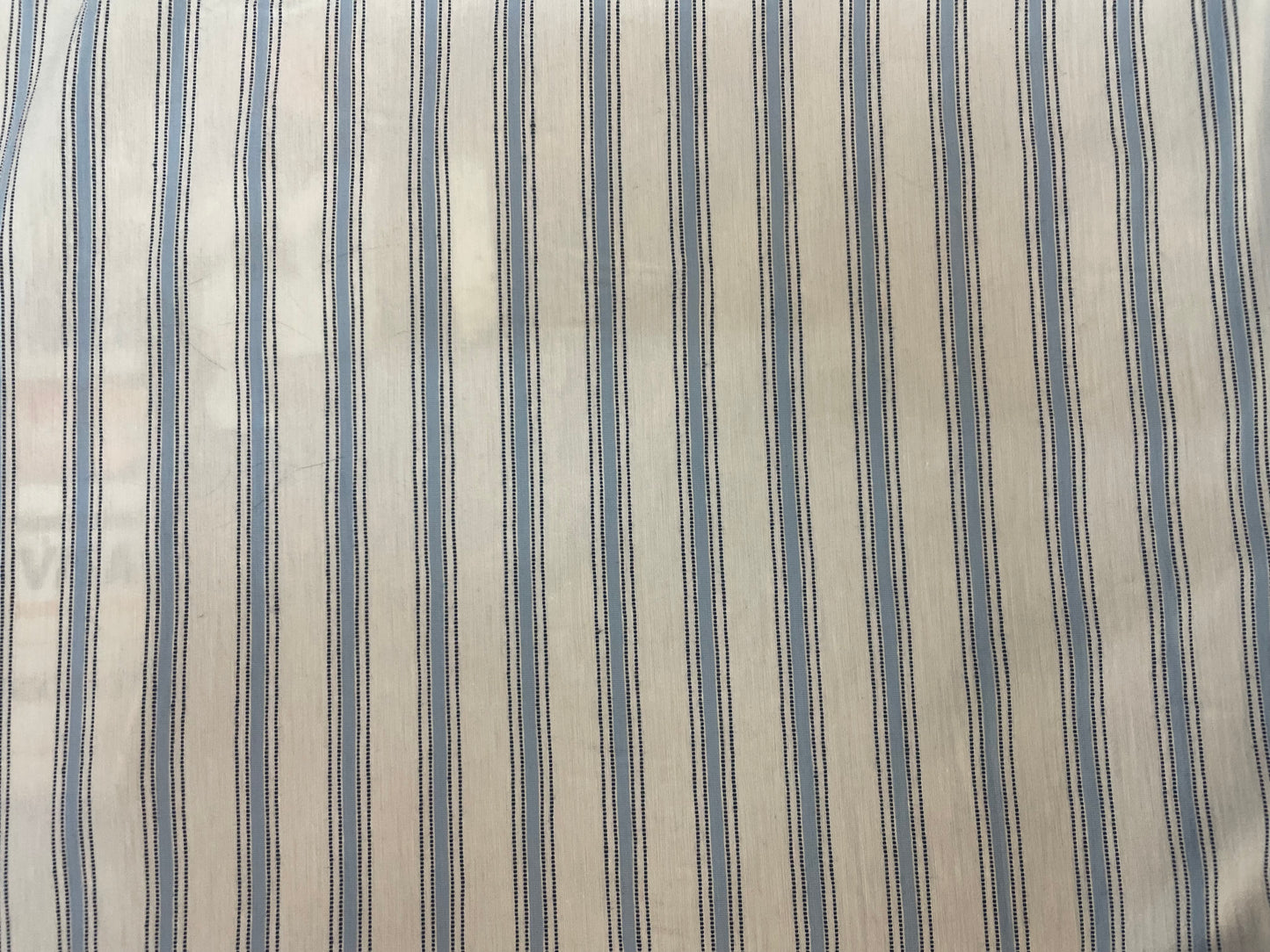 Italian Stretch Stripe Cotton Shirting - White & Light Blue