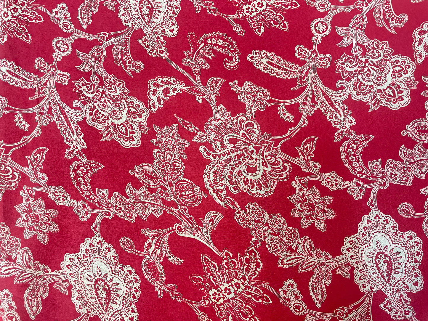 Paisley Printed Silk Chiffon - Red & White