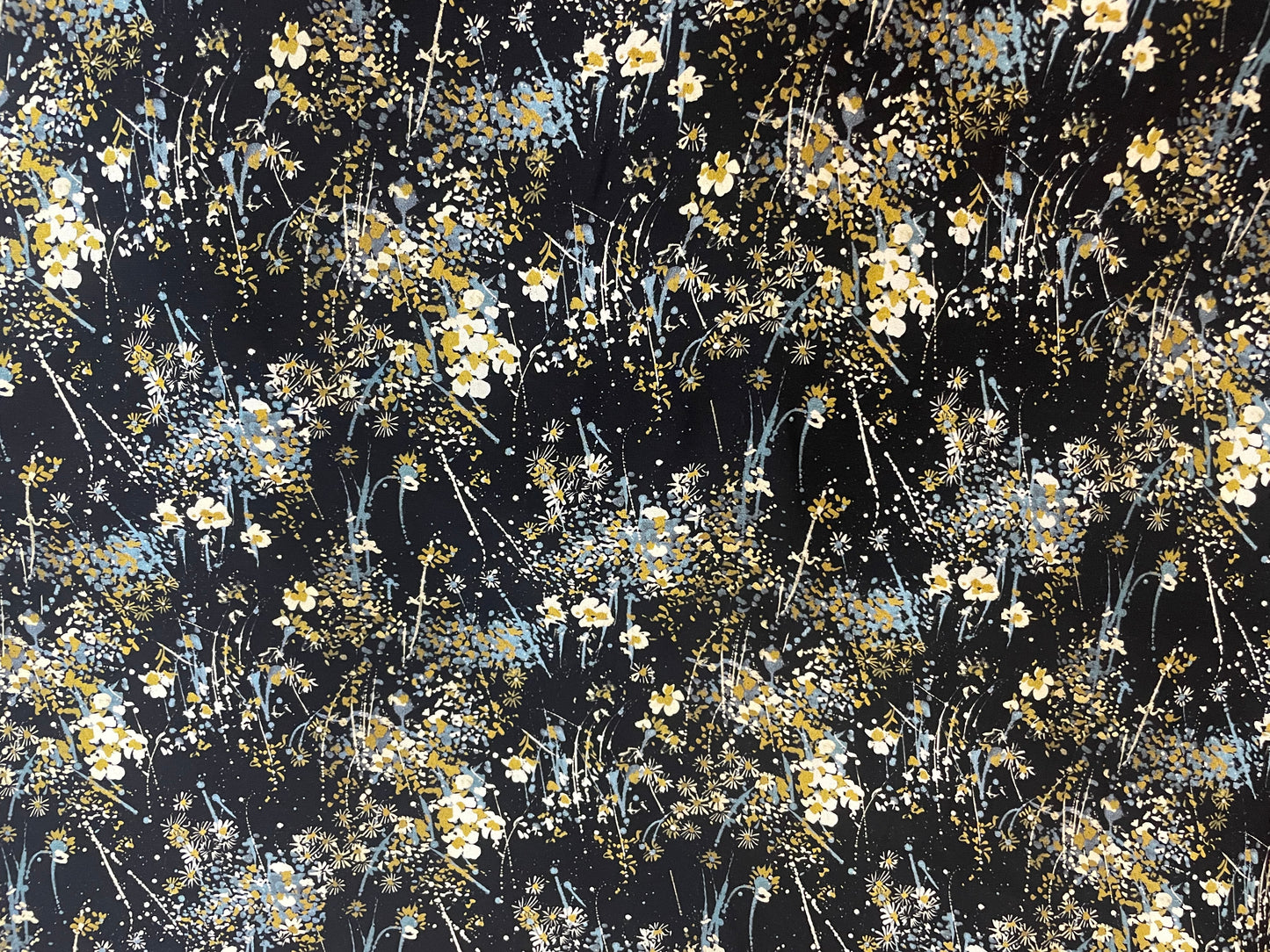 Matte Printed Silk Charmeuse - Antique Floral Daisy Print