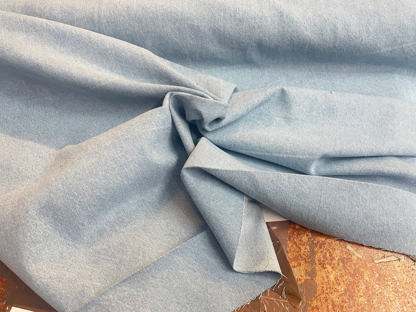 Cotton Denim - Faded Light Washed Blue