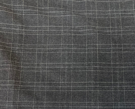 Glitter Plaid Stretch Wool Suiting - Grey / Off White