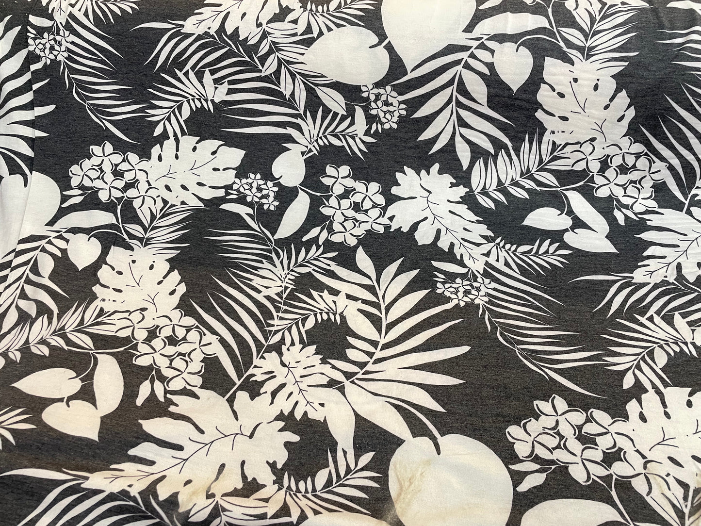 Tropical Printed Poly French Terry - Grey & Off-White