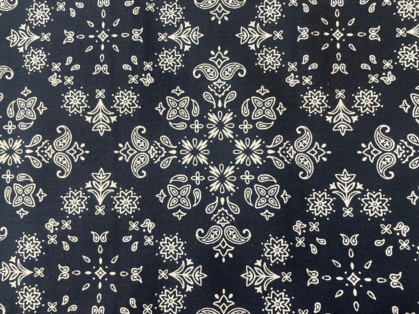 Japanese Bandana Print Cotton - Navy Blue & White