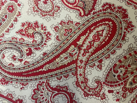 Paisley Silk Crepe De Chine - Red & Beige