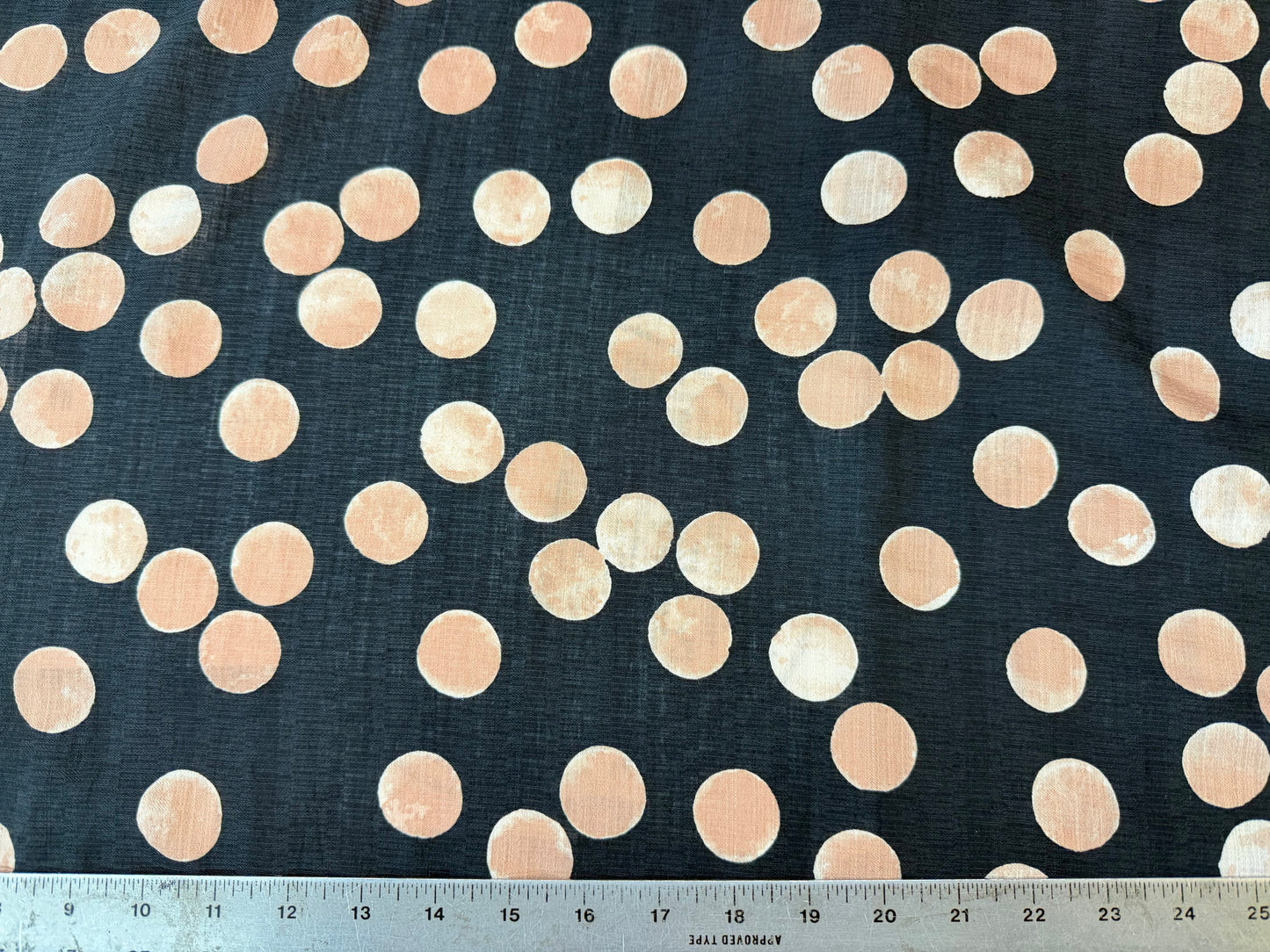 Printed Polka Dot Cotton - Black & Peach Beige