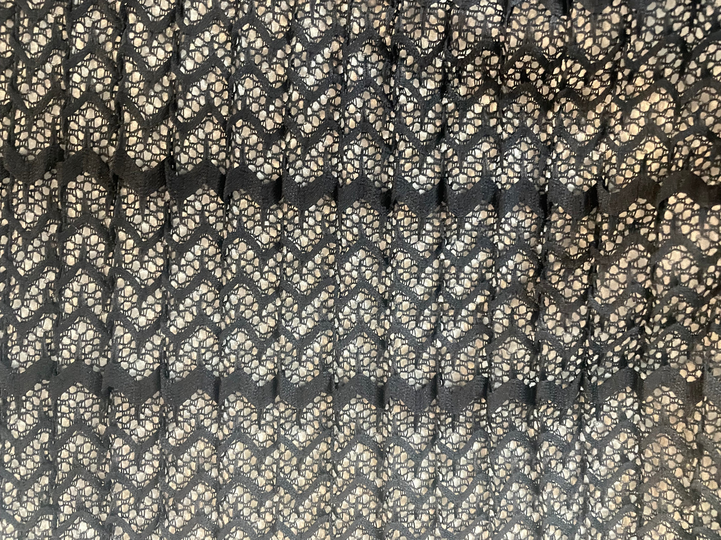 Italian Pleated Chevron Lace - Jet Black