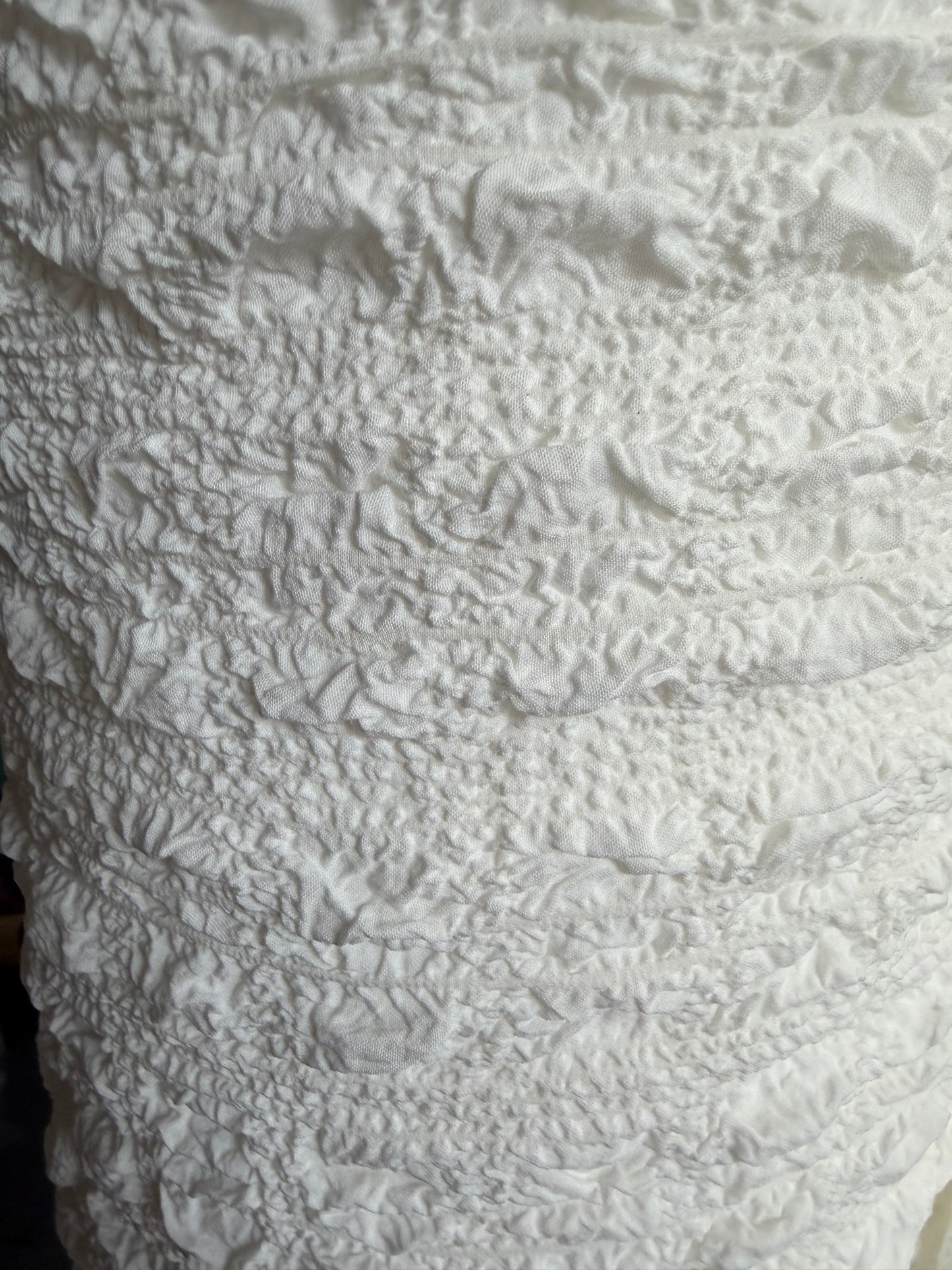 Designer Textured Poly Bubble Crinkle - Ivory White