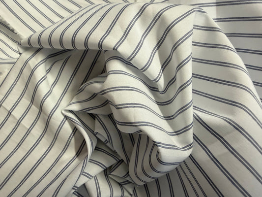 Stripe Cotton Shirting - White & Blue