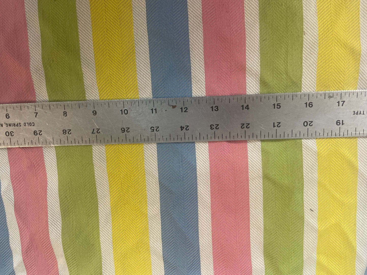 Herringbone Stripe Cotton - Vintage White, Pink, Yellow, Blue & Green