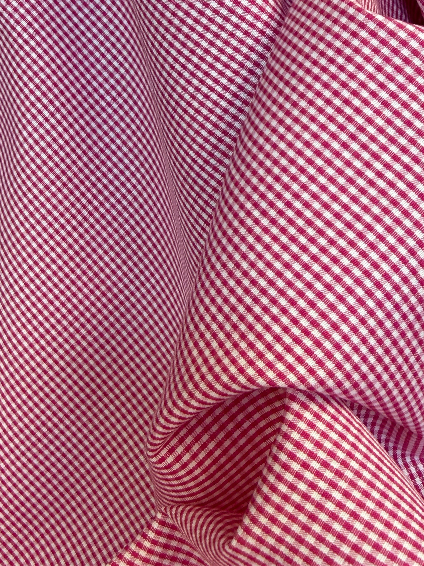 Cotton - Mini Check Plaid - Red & White
