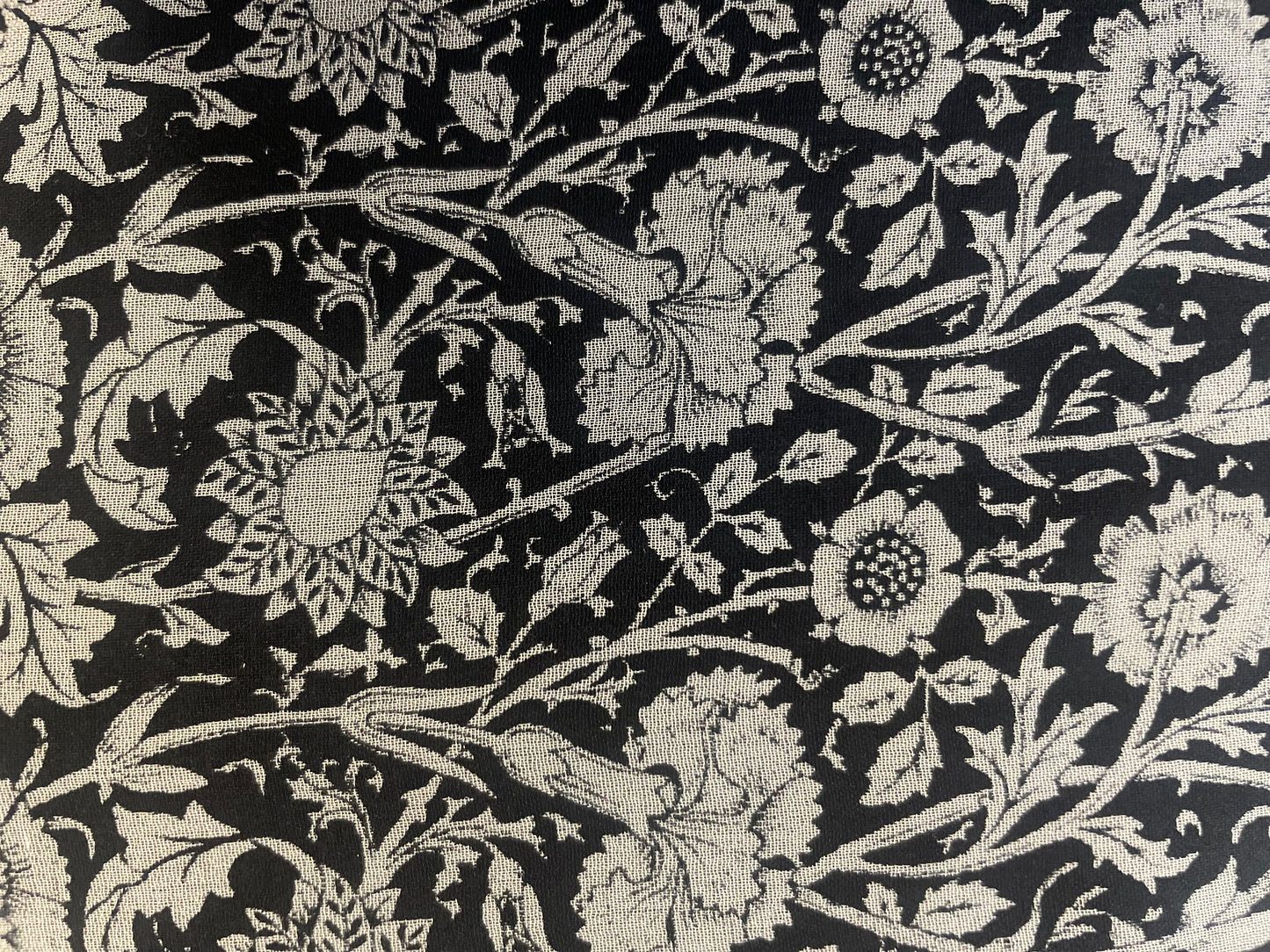 Antique Floral Printed Silk Chiffon - Black & White