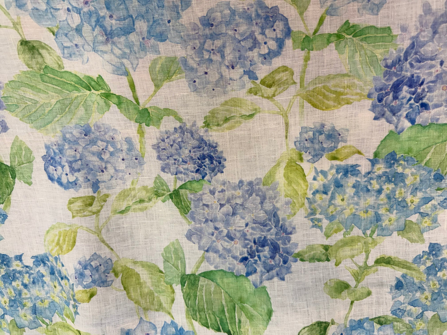 Linen Print - Blue Watercolor Peony