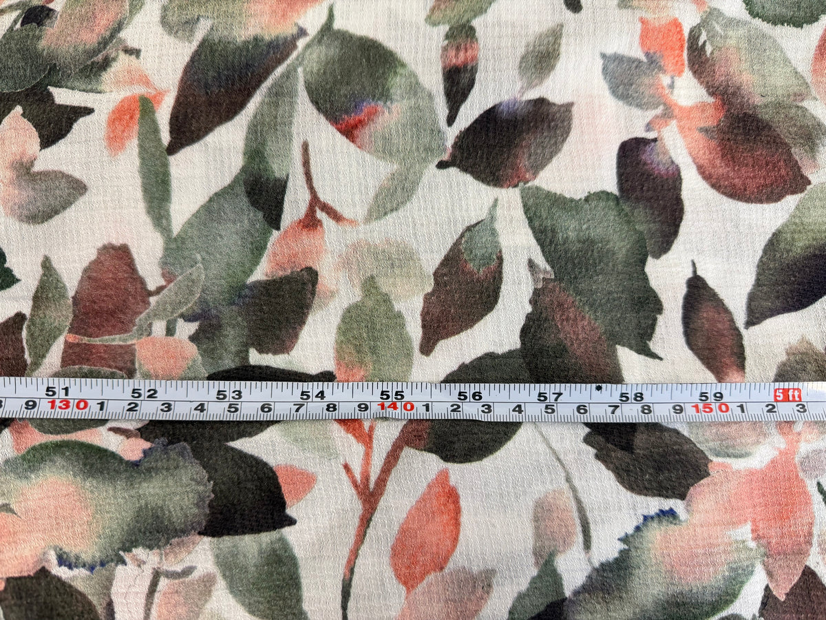 Printed Textured Rayon - Pink & Green Floral