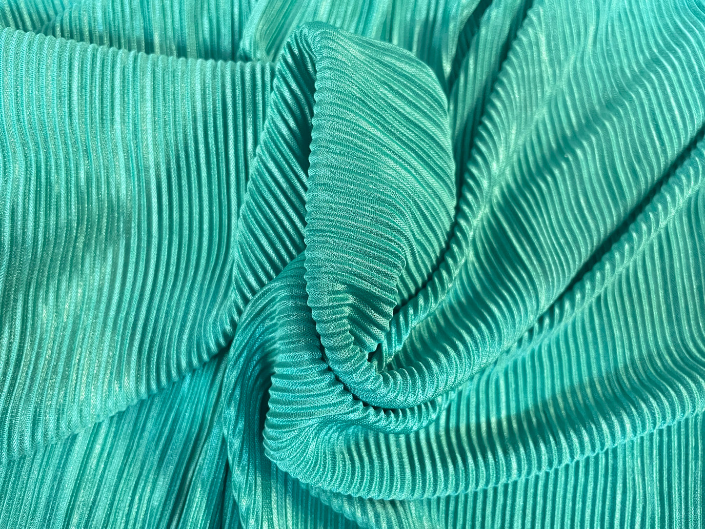 Micro Pleated Stretch Poly - Seafoam Green