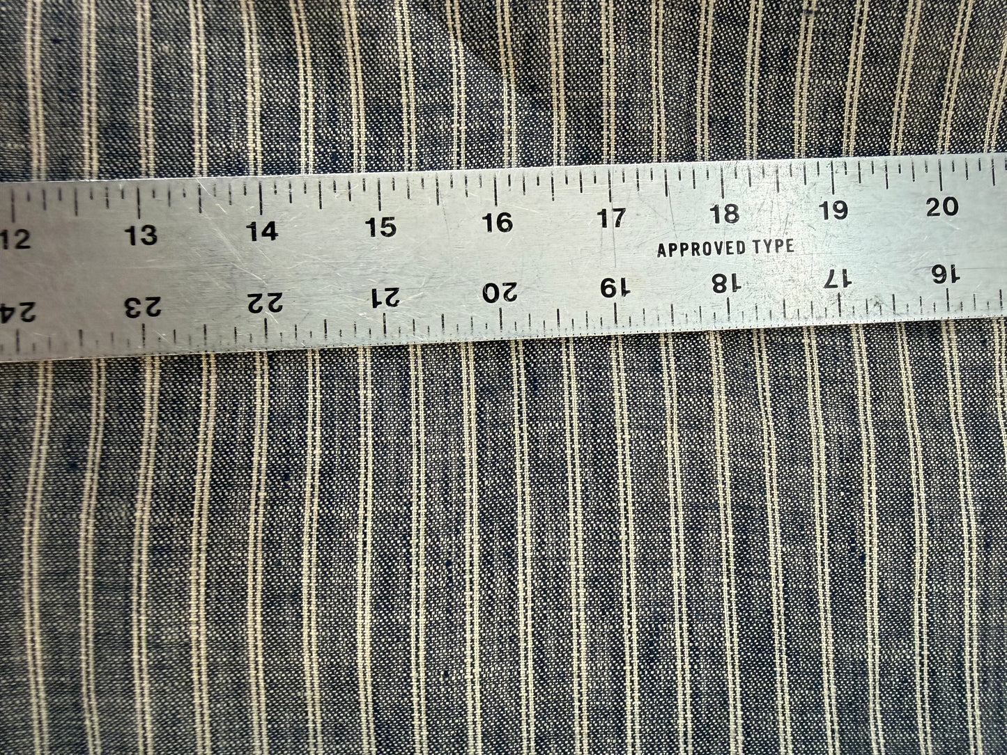 Linen Stripe - Ivory & Denim Blue