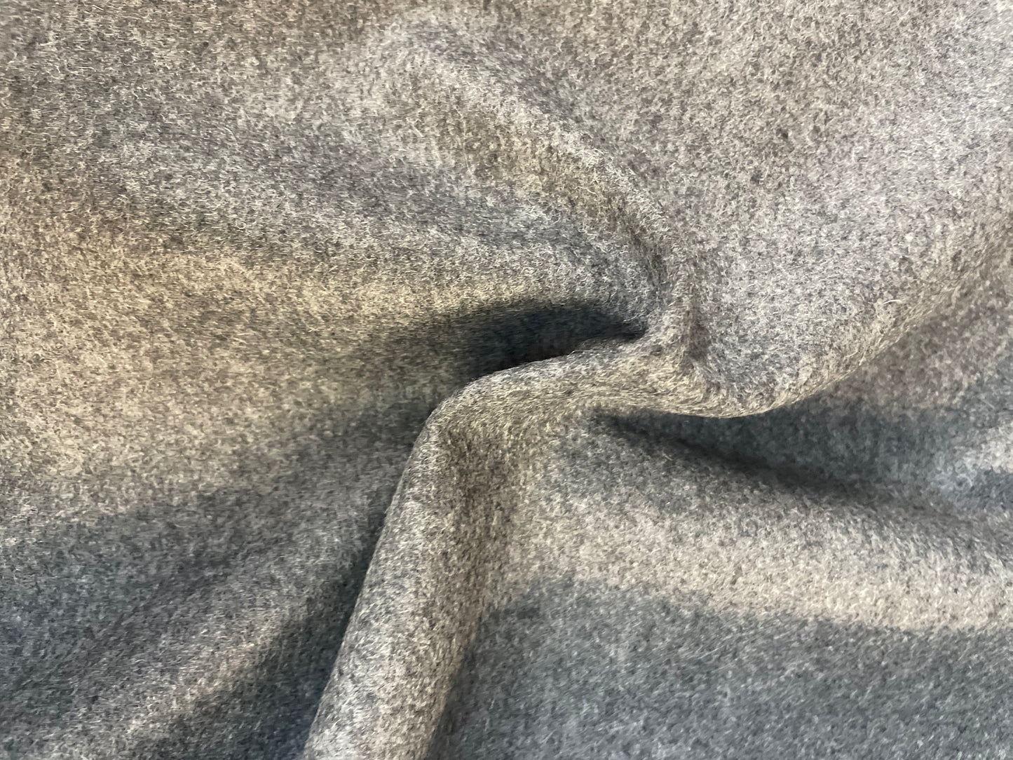 Italian Double Face Melton Wool - Woven Design/Heathered Medium Gray