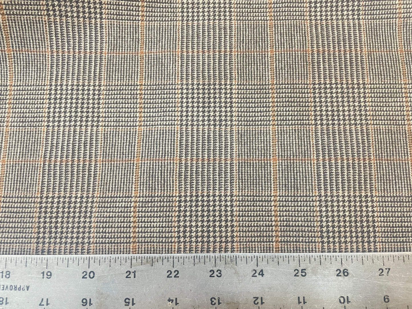 Plaid Wool Suiting - Dark Brown, Beige & Orange