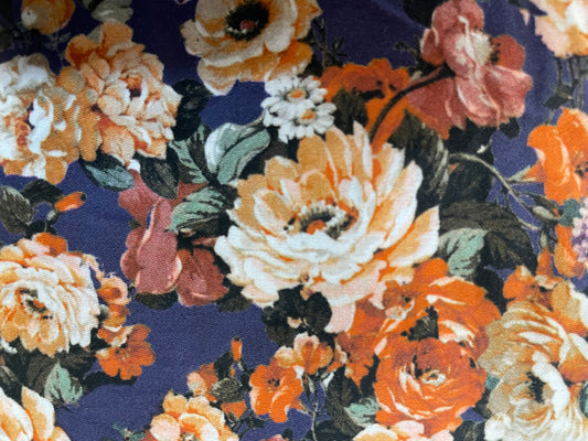 Floral Digital Print Cotton Calico Satin Finish - Multicolor