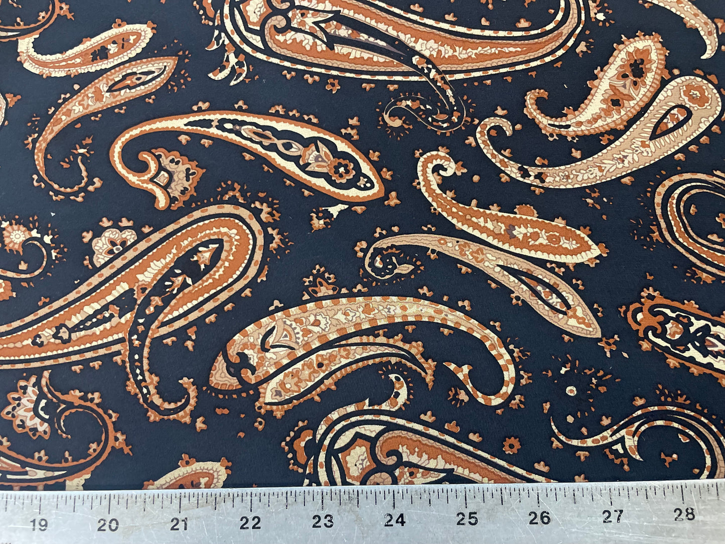 Paisley Printed Silk Chiffon - Brown & Navy