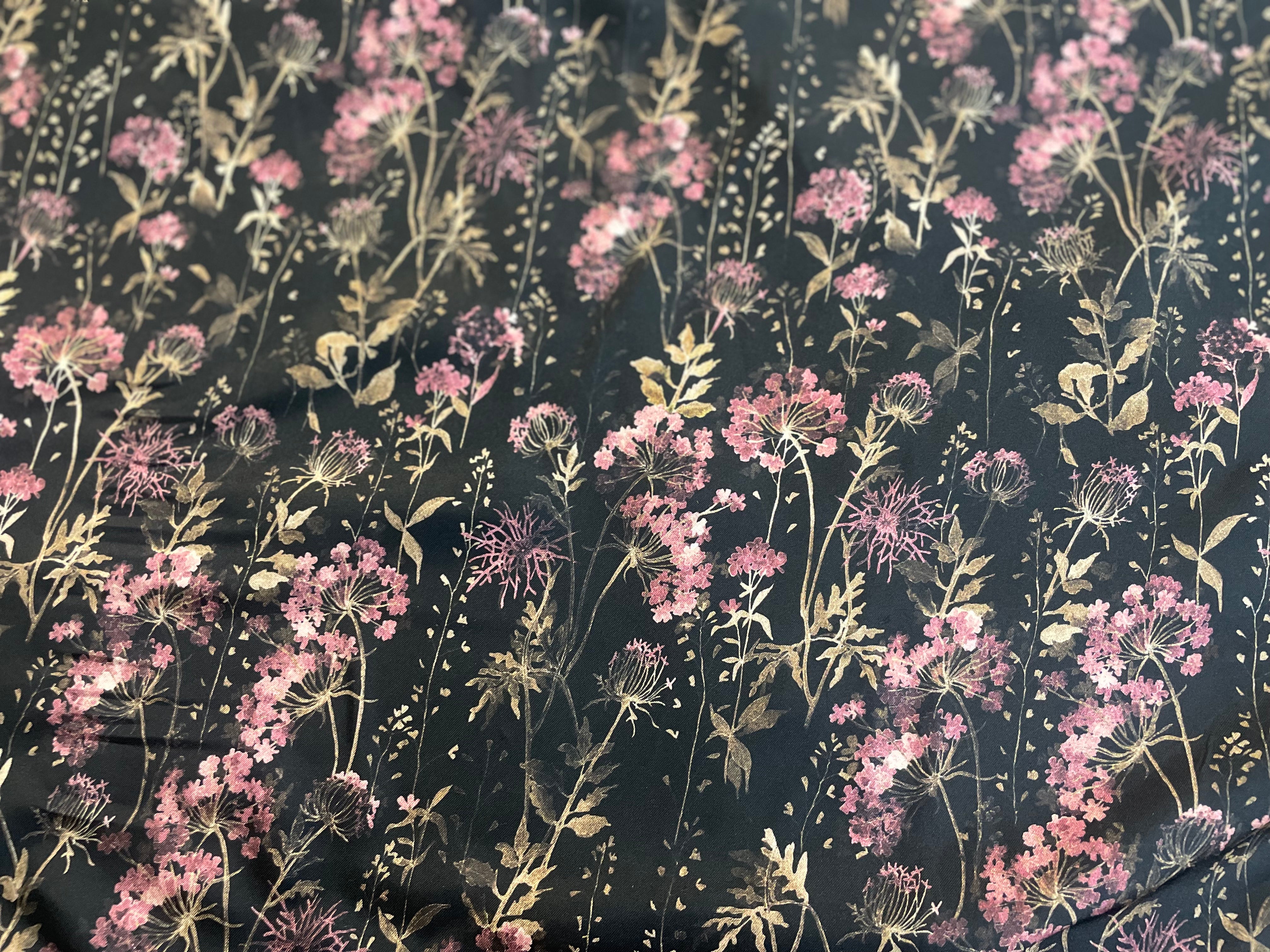 Printed Silk Charmeuse - Matte Antique Floral Print – Metrotextilesnyc