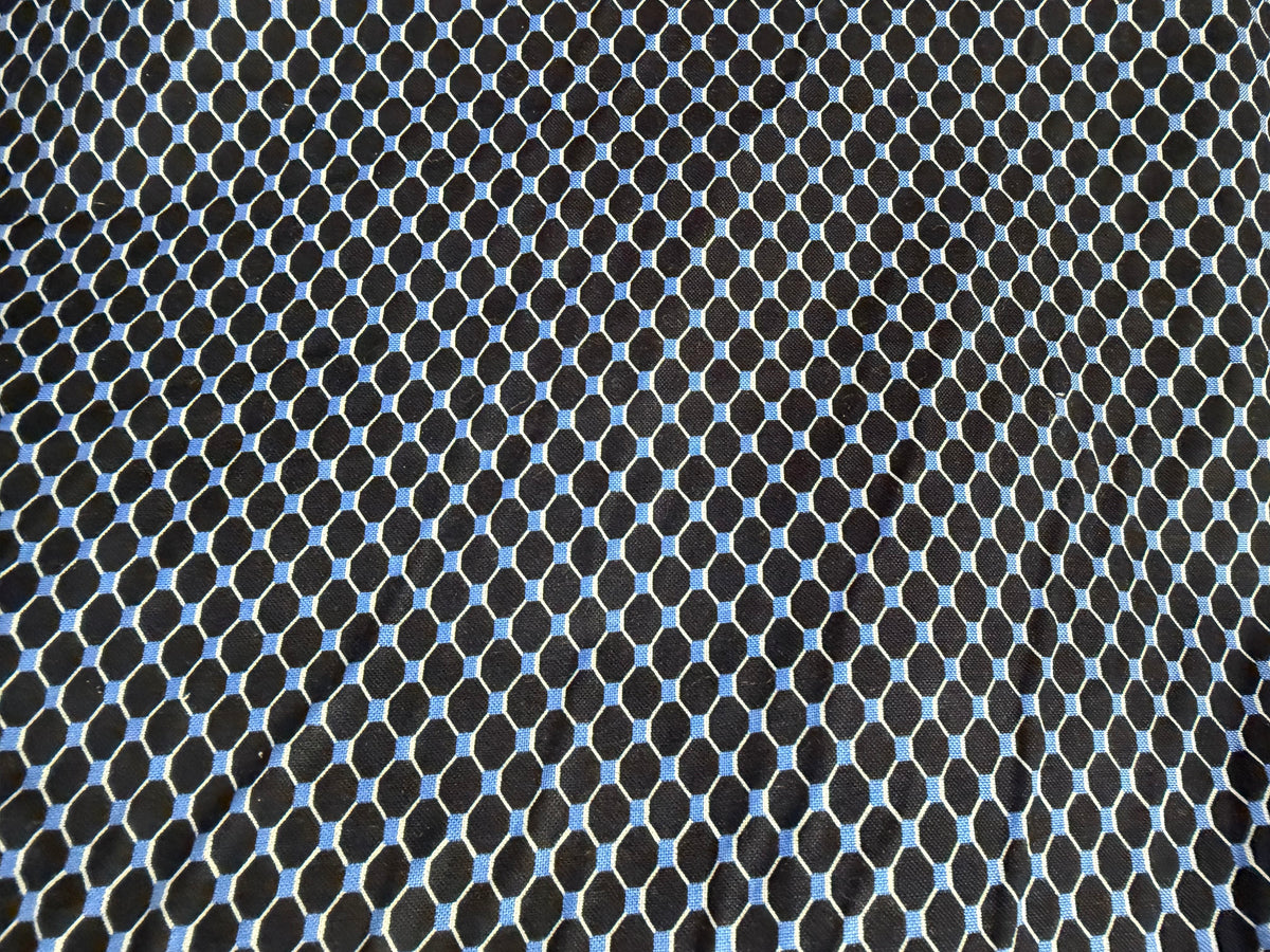 Printed Cotton - Geometric Scales - Blue, Black & White