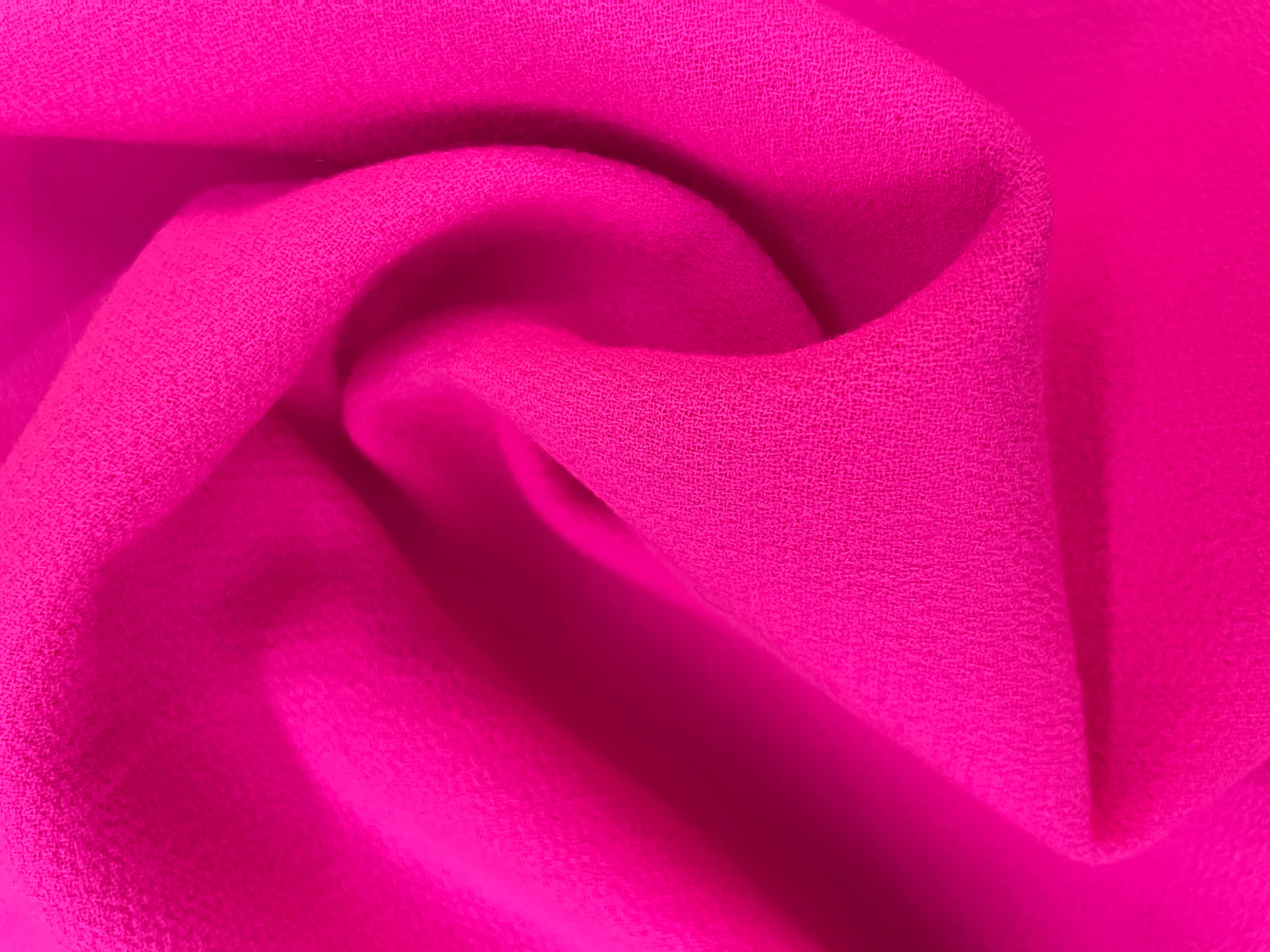 Italian Designer Double Faced Fused Virgin Wool Crepe - Neon Pink