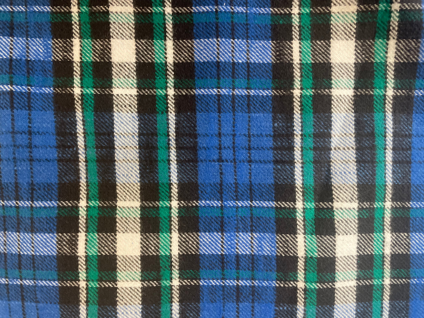 Flannel Cotton Plaid - Green & Blue