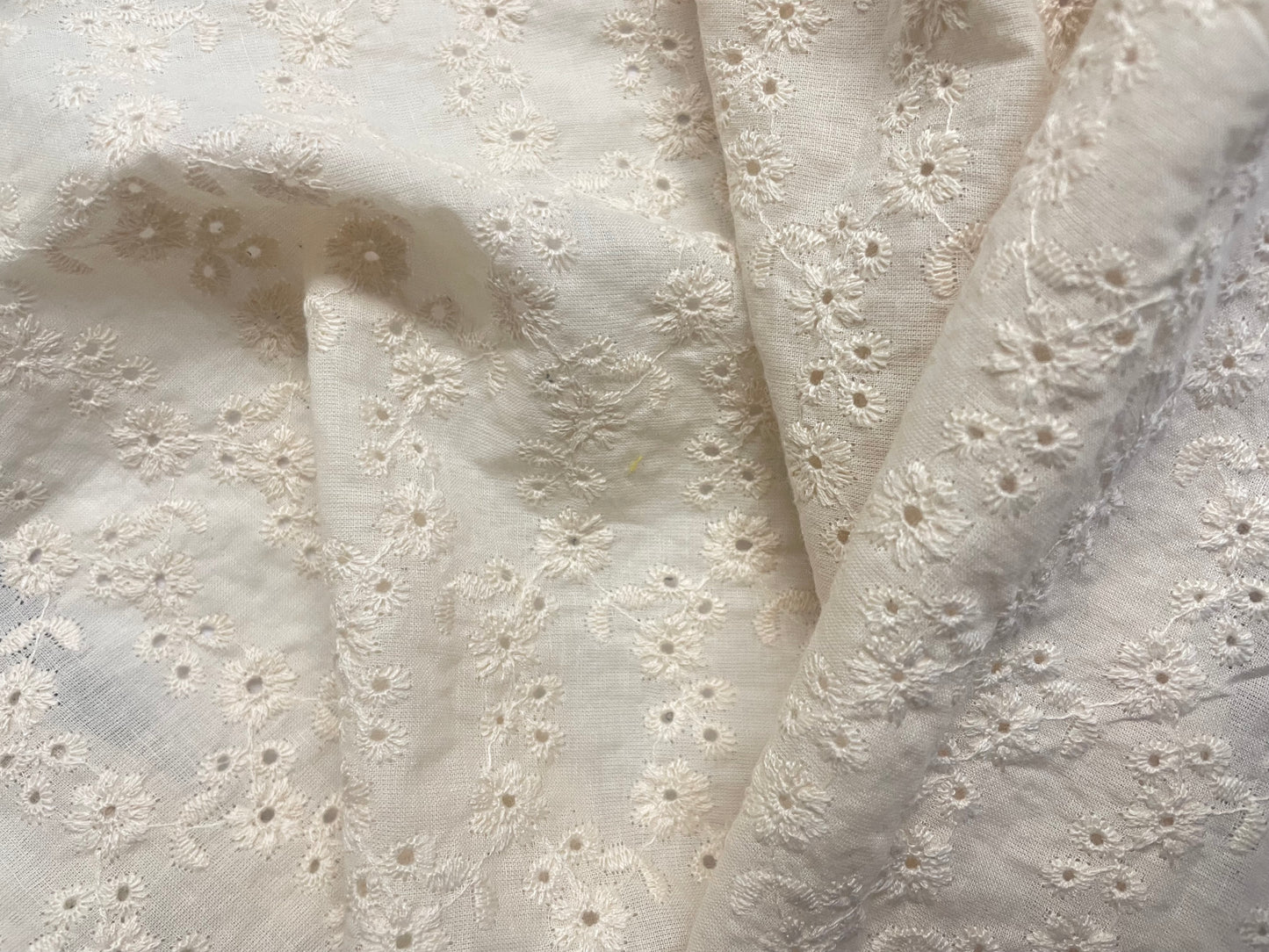 Floral Eyelet Embroidered Cotton - Butter Yellow