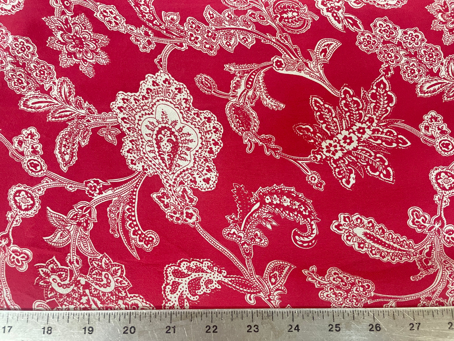 Paisley Printed Silk Chiffon - Red & White