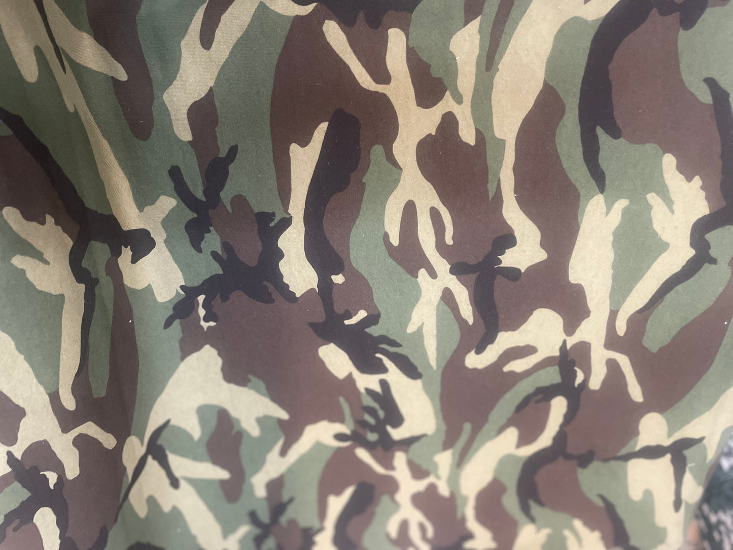 Camo Print Cotton French Terry-  Green, Brown, Beige, Black