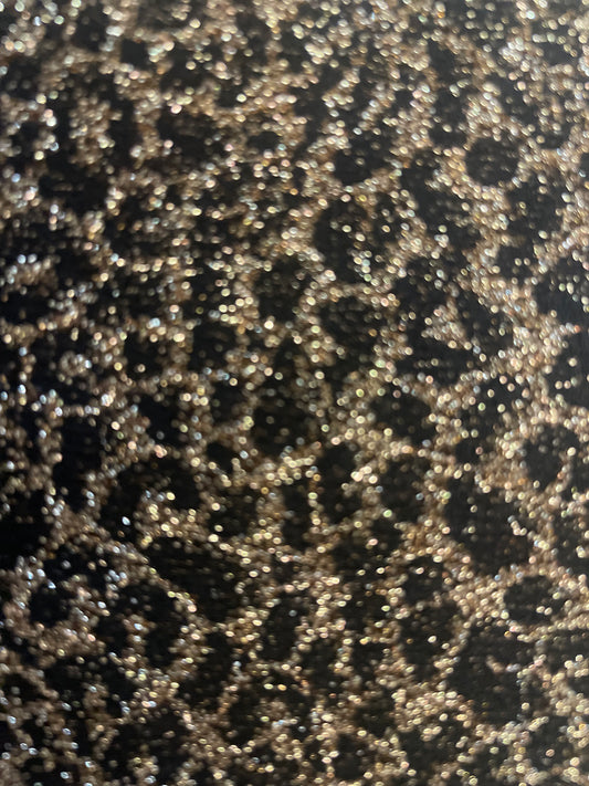 Metallic Glitter Jersey - Gold Cheetah