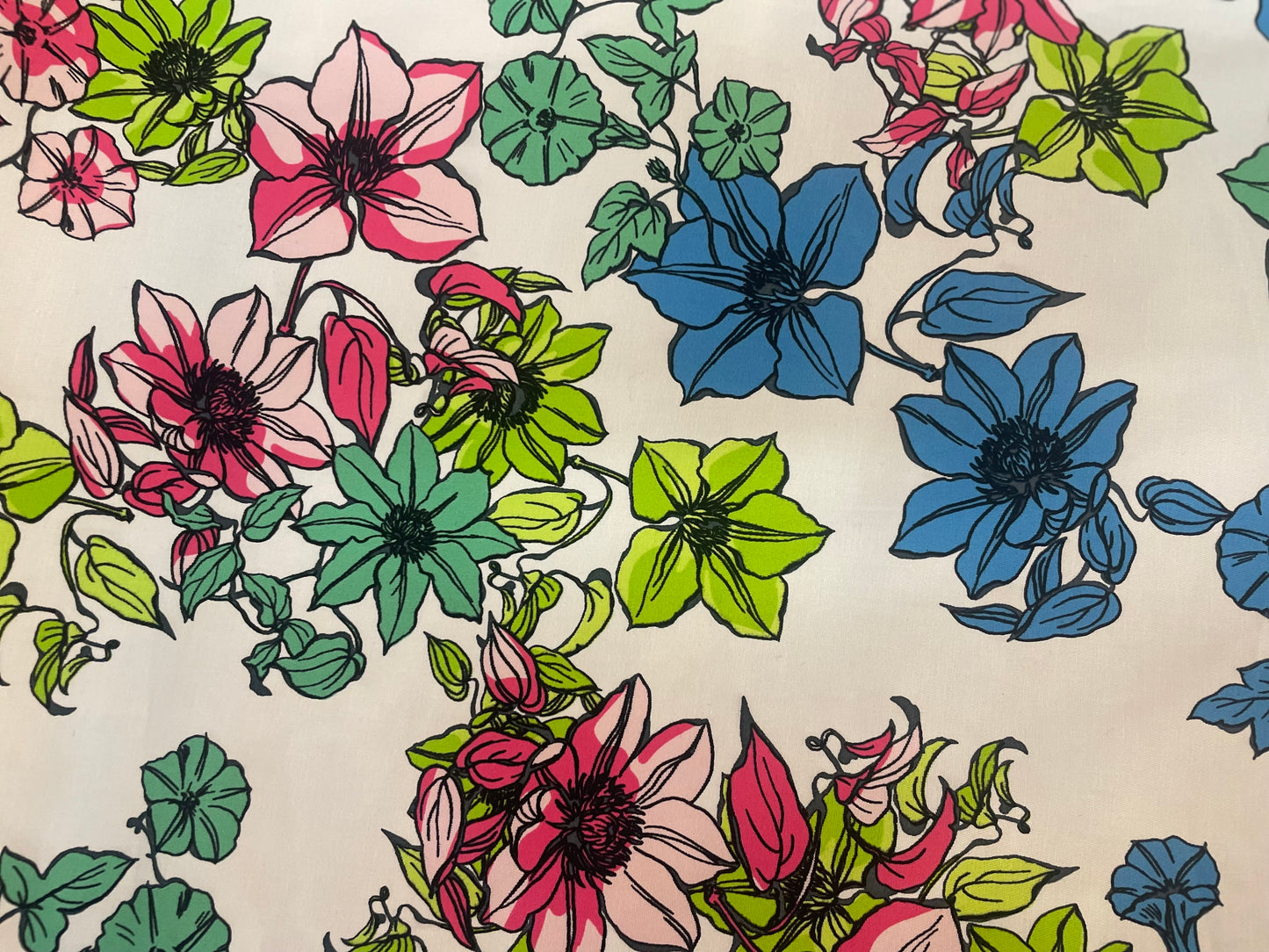 Italian Stretch Neon Floral Cotton Twill - Neon Multicolor