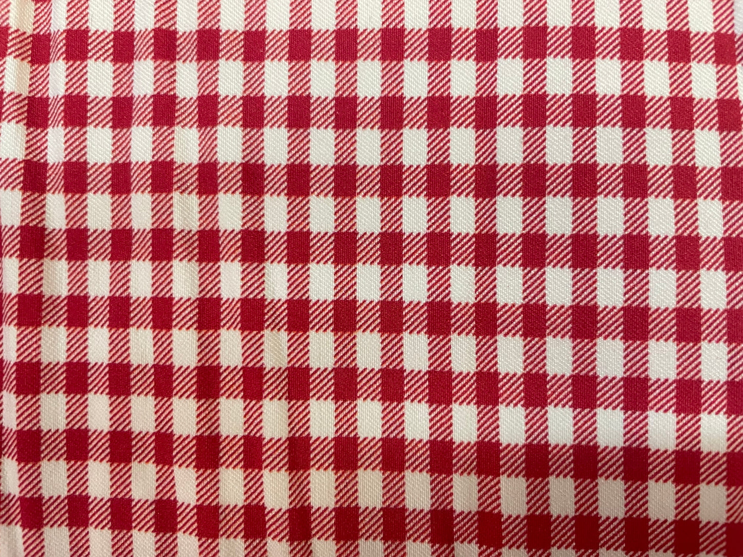 Stretch Twill Rayon Spandex - Gingham Plaid - Red & White