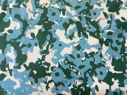 Printed Micro Modal Jersey - Blue, Green & Cream