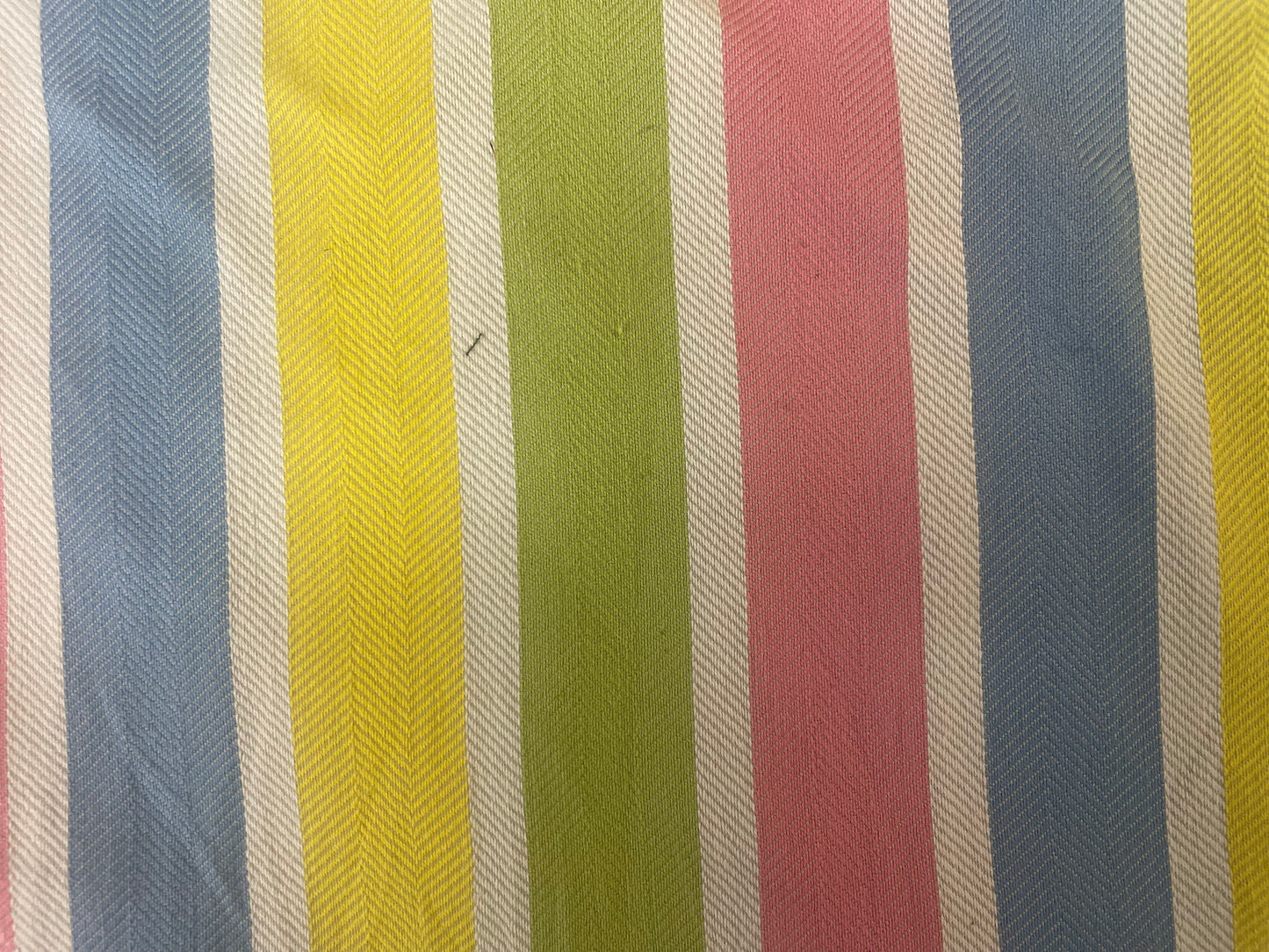 Herringbone Stripe Cotton - Vintage White, Pink, Yellow, Blue & Green