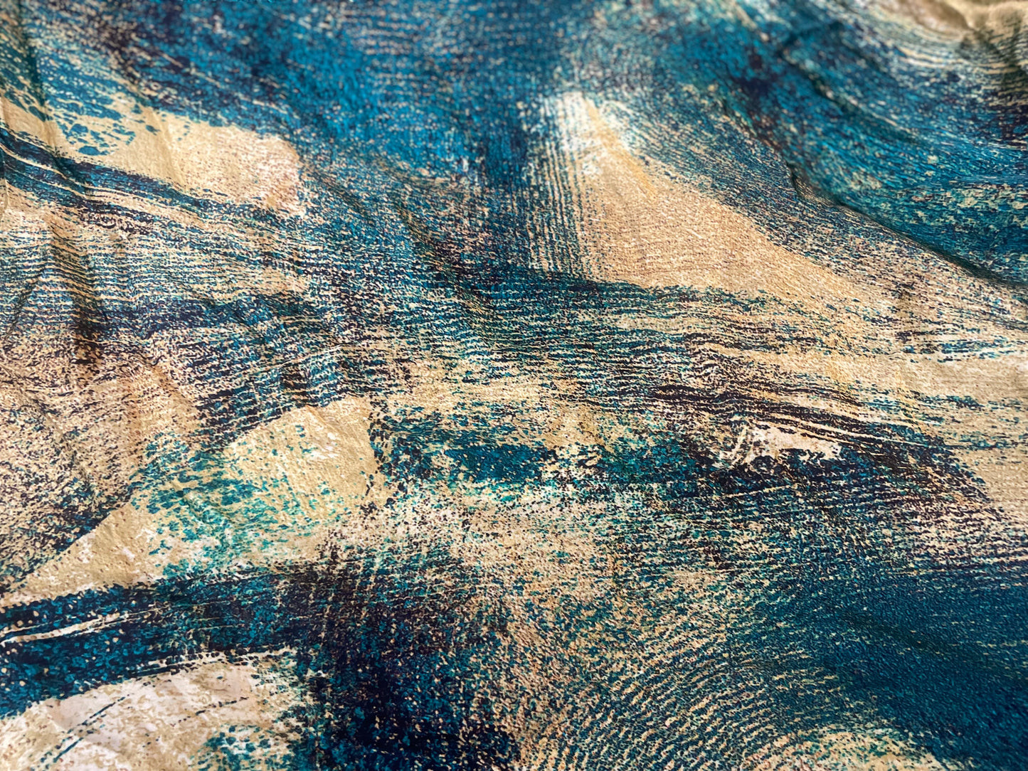 Digital Printed Rayon Charmeuse - Gold & Emerald Green