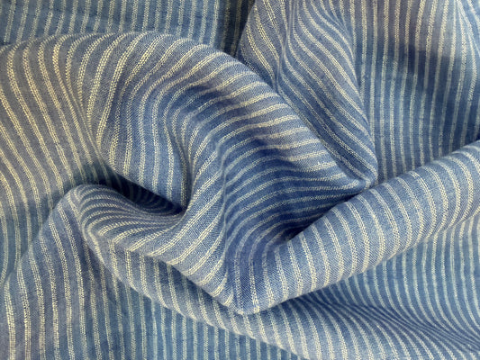 Mini Linen Stripe - Ivory & Blue