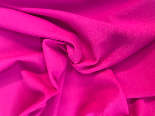 Italian Designer Double Faced Virgin Wool Crepe - Hot Pink
