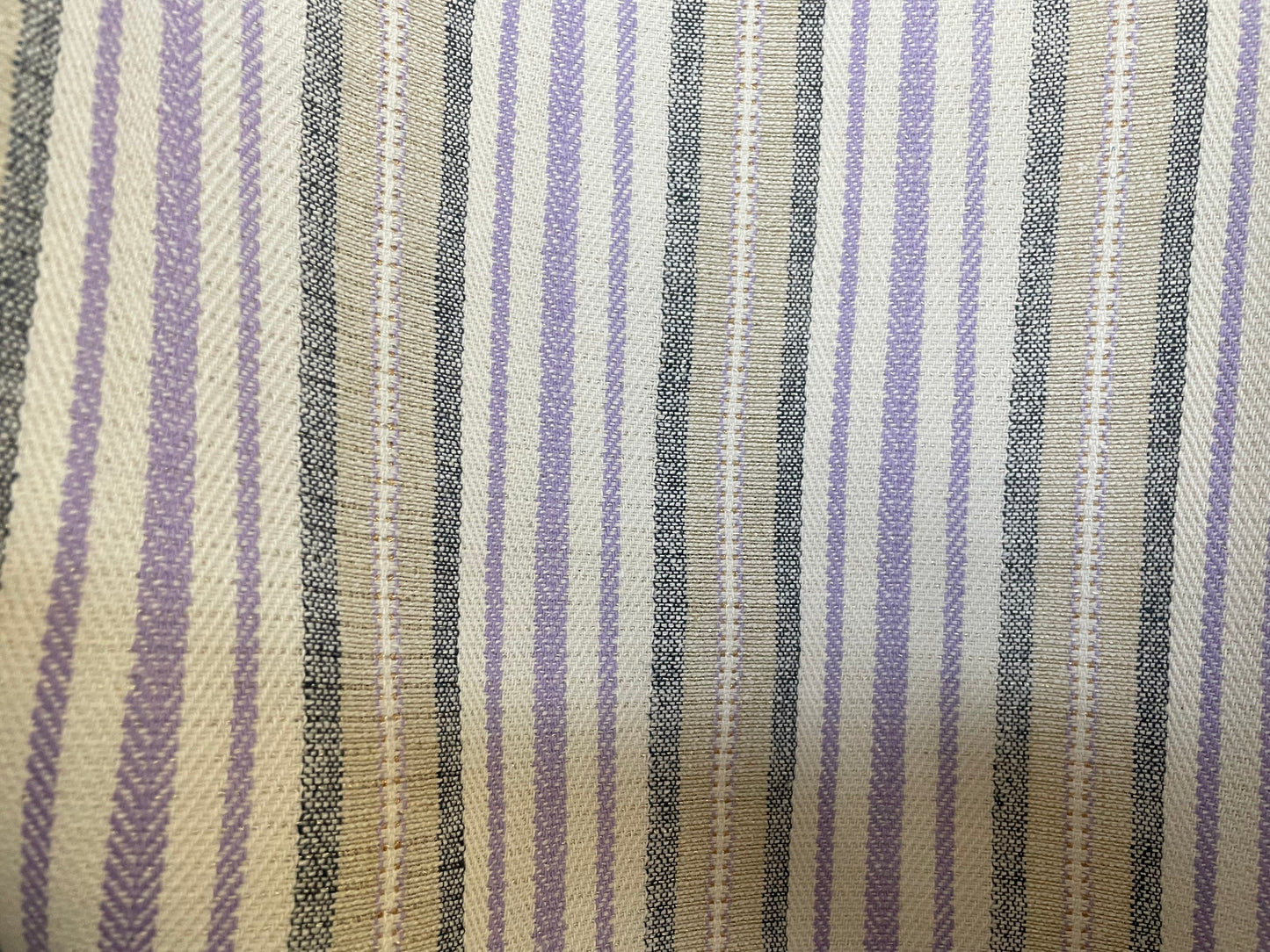 Textured Cotton Stripe - Off-White, Purple, Grey & Gold Lurex