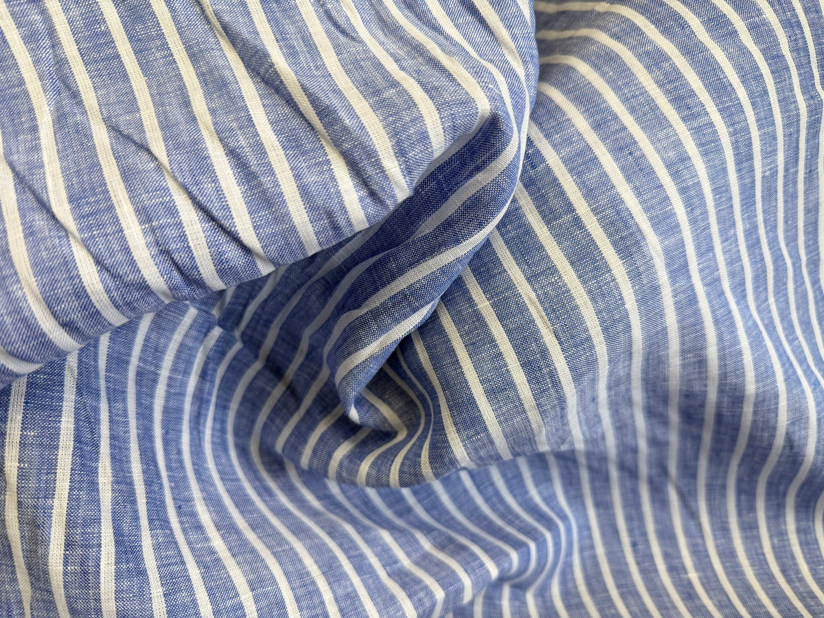 Linen Stripe - Ivory & Blue