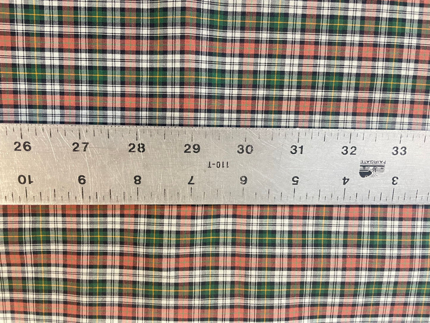 Plaid Cotton Shirting - Green, Orange, Black & White