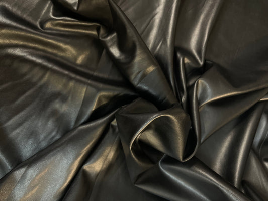 Smooth Stretch Faux Leather/Stretch Velvet- Black