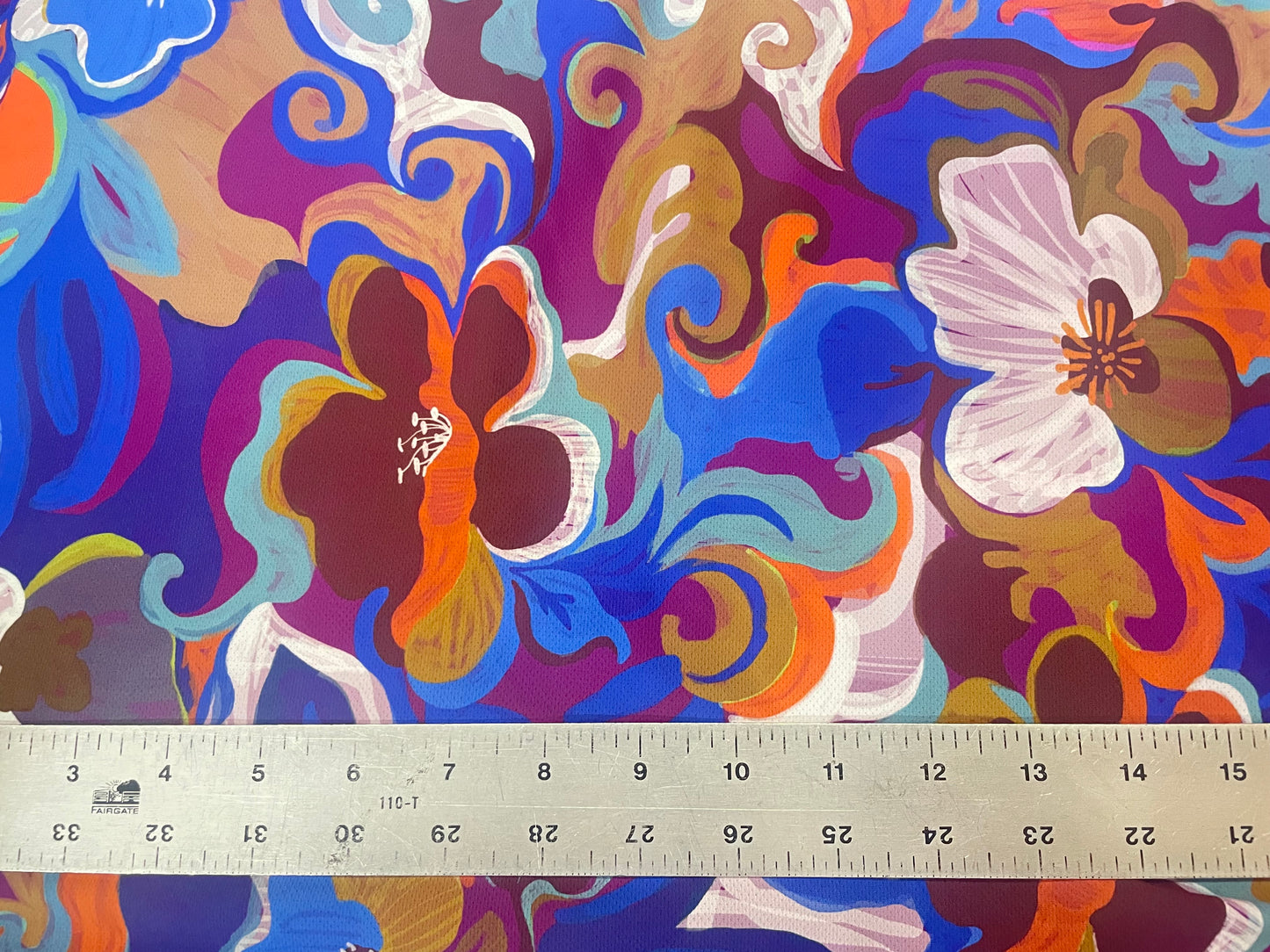 Italian Textured Poly Jersey Print - Blue, Purple Teal